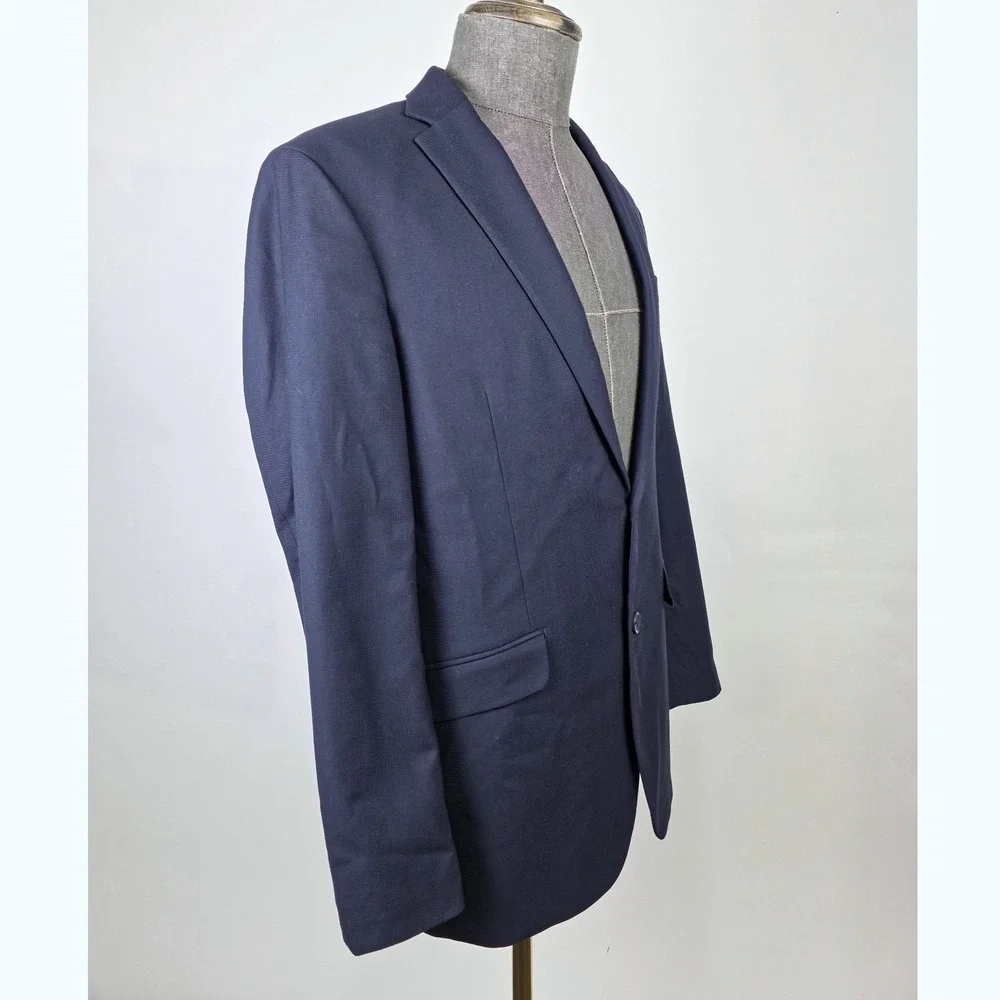 Kenneth Cole Reaction 2 Piece Suit Mens 40L Navy Blue Pants 34x32‎ Polished NWT